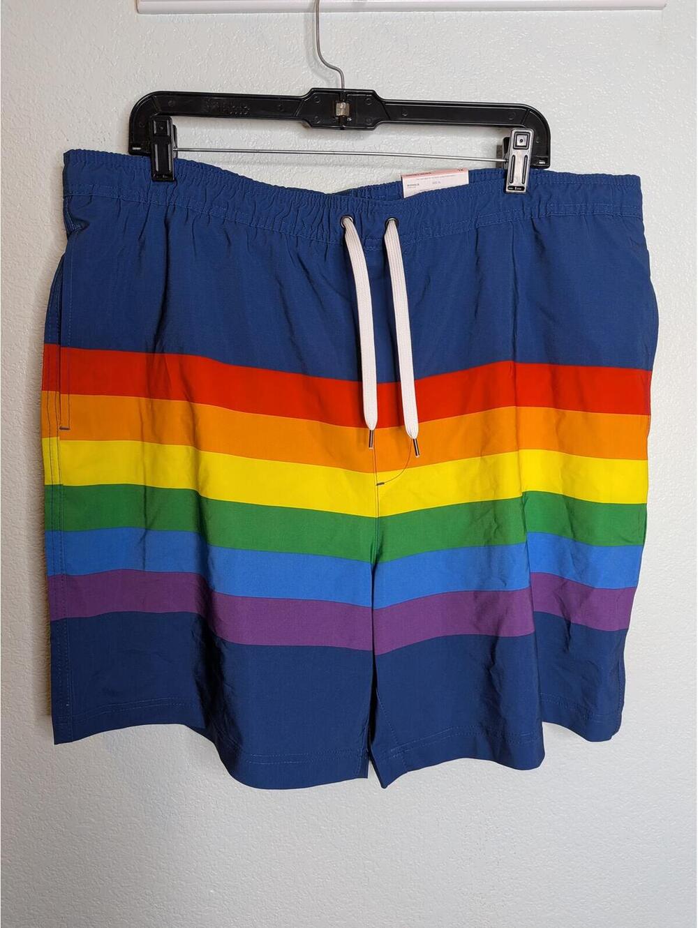Sonoma Rainbow Stripe Swim Trunks Pride Edition XL NWT 7” Inseam